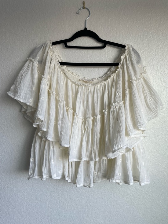 lovestitch Tops - lovestitch Cream Layered Off-Shoulder Blouse